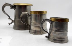 Brass Rim Pewter Mugs