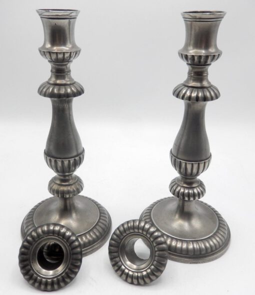 Pewter Gadrooned Candlesticks